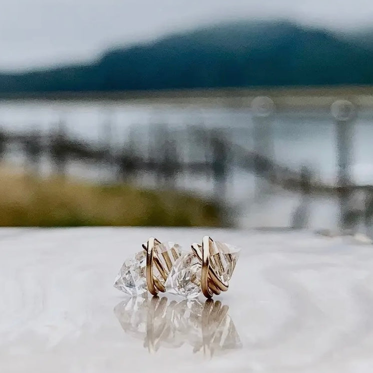Herkimer diamond stud earrings w/ 14K gold filled posts