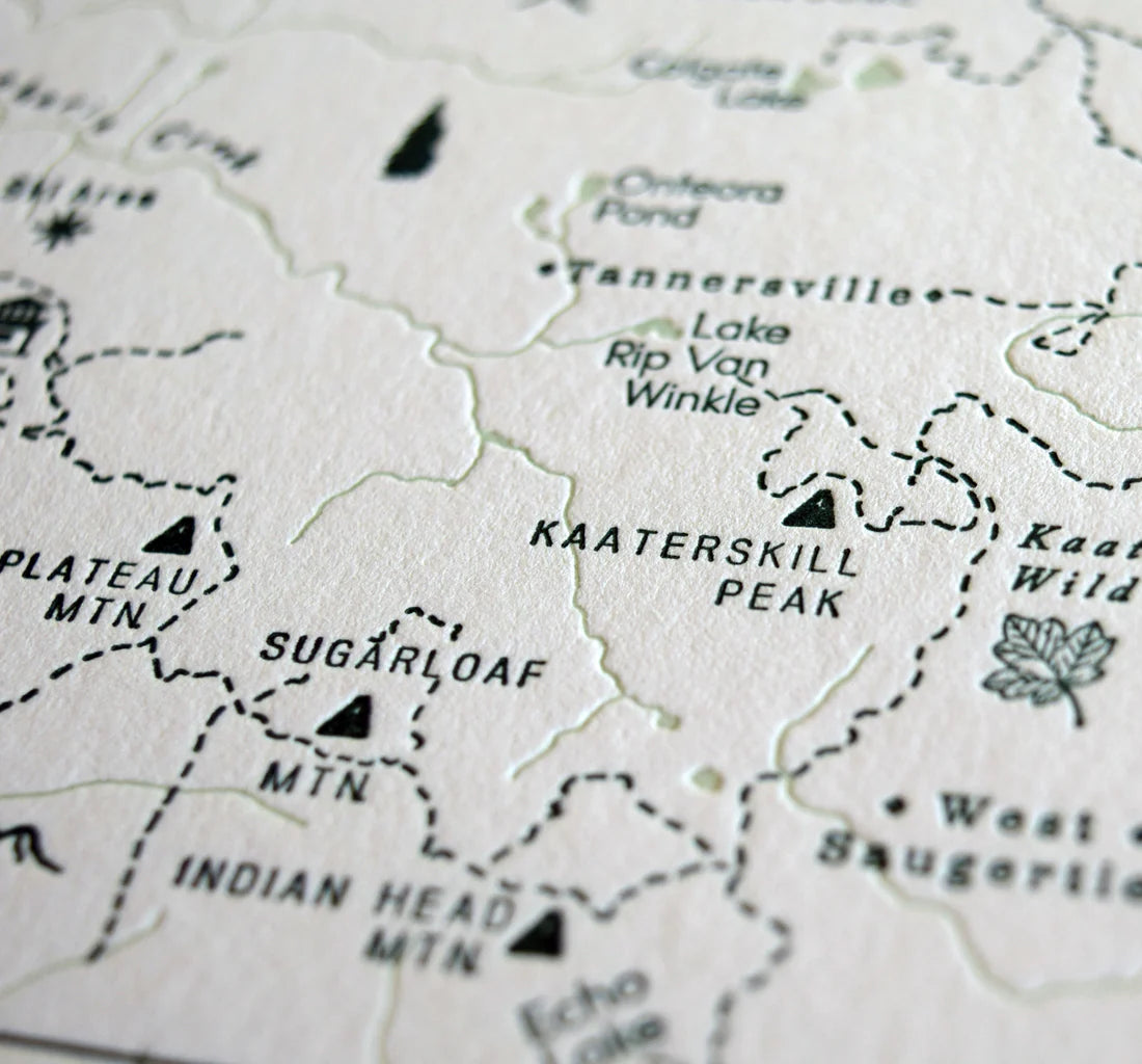 The Catskill Mountains Letterpress Map