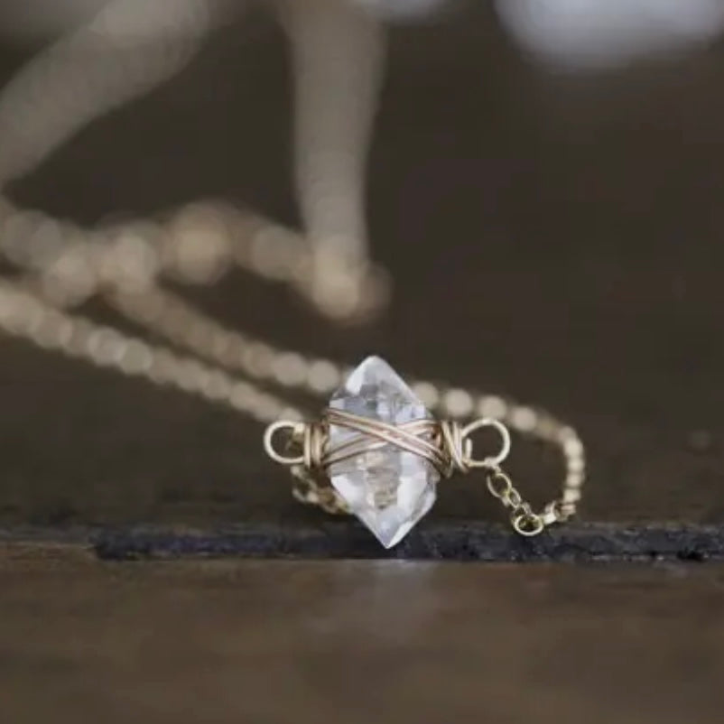 Herkimer diamond necklace with 1 Herkimer stone on 14K gold filled chain