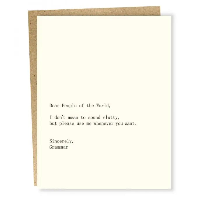 Dear People of the World
