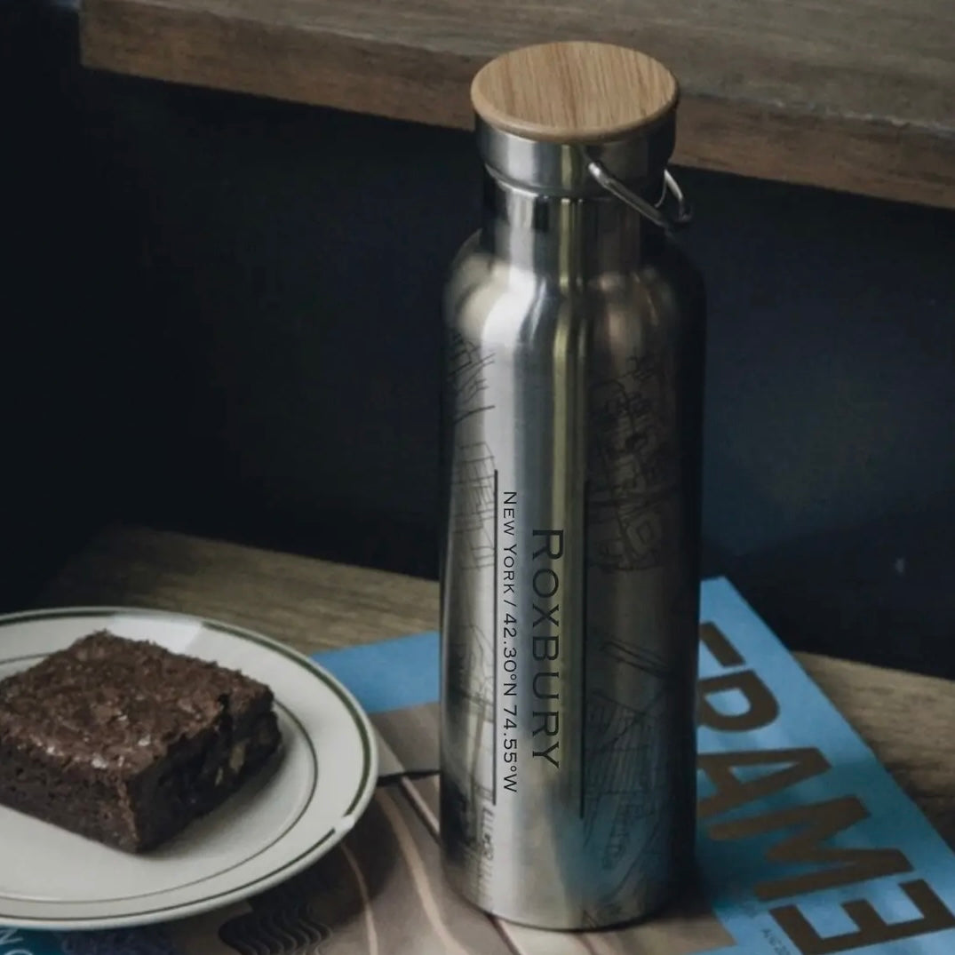 Roxbury Map Bottle with Bamboo Top