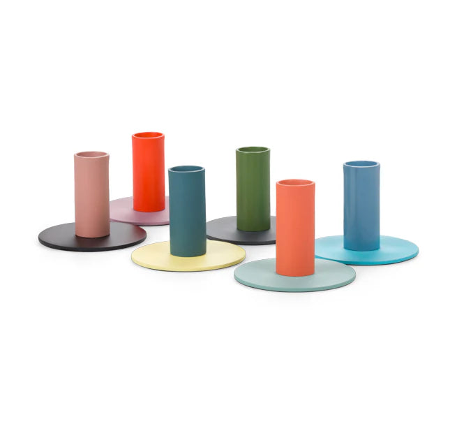 Tall Two-Tone Metal Candleholders