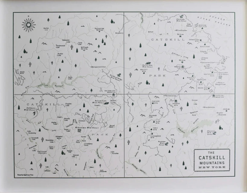 The Catskill Mountains Letterpress Map