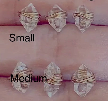 Herkimer diamond stud earrings w/ 14K gold filled posts shown in small and medium sizes