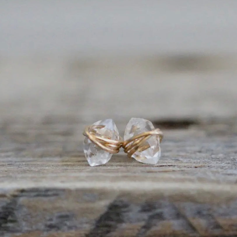 Herkimer diamond stud earrings w/ 14K gold filled posts