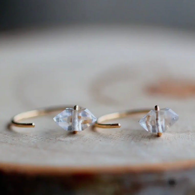 Herkimer diamond hoop earrings w/ 14K gold filled metal